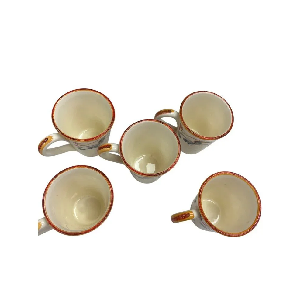 Sur La Table Italian handcrafted multi color ceramic 5 piece mug set SKU 9940